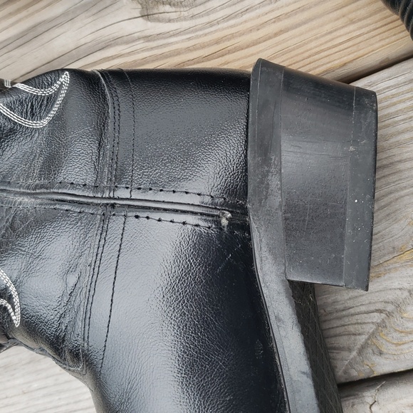 Old West Mens Trucker Leather Western Work 13" Boots Soft Toe Size 10 EE Cowboy - Picture 12 of 17